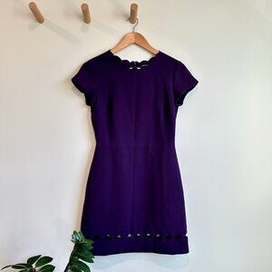 Club Monaco Women's Deep Purple Scalloped Dress, Size 2